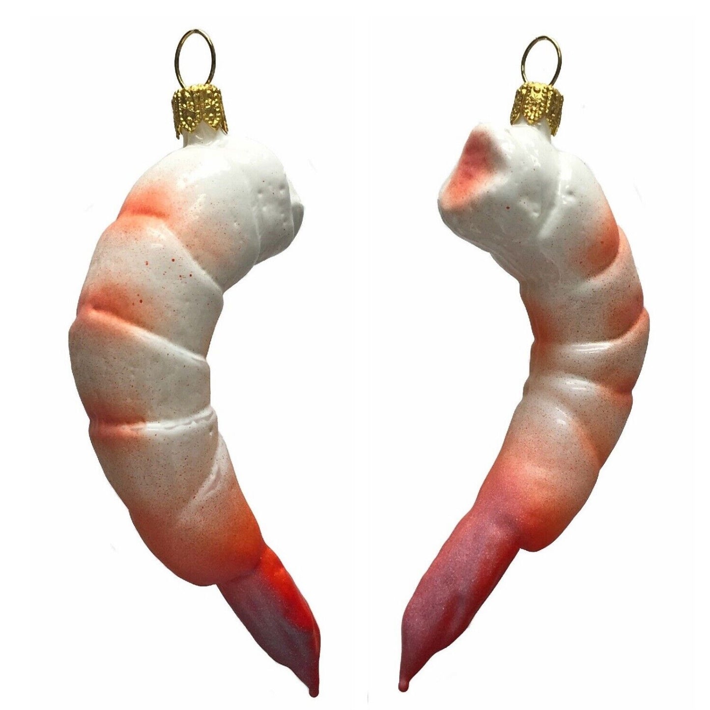 Shrimp Prawn Polish Glass Christmas Ornament Set of 2 Cocktail Seafood Poland