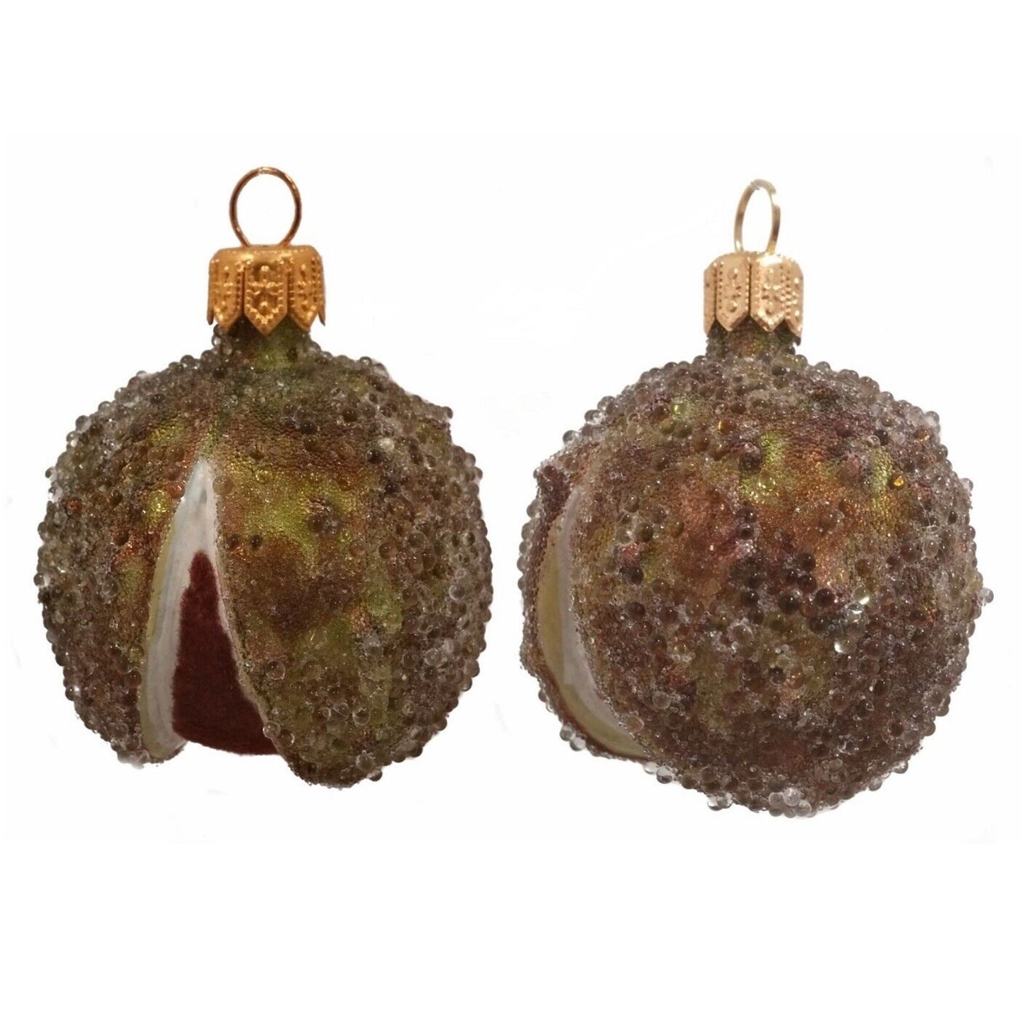 Pinnacle Peak Trading Chestnut Polish Mouth Blown Glass Christmas Ornament Set of 2