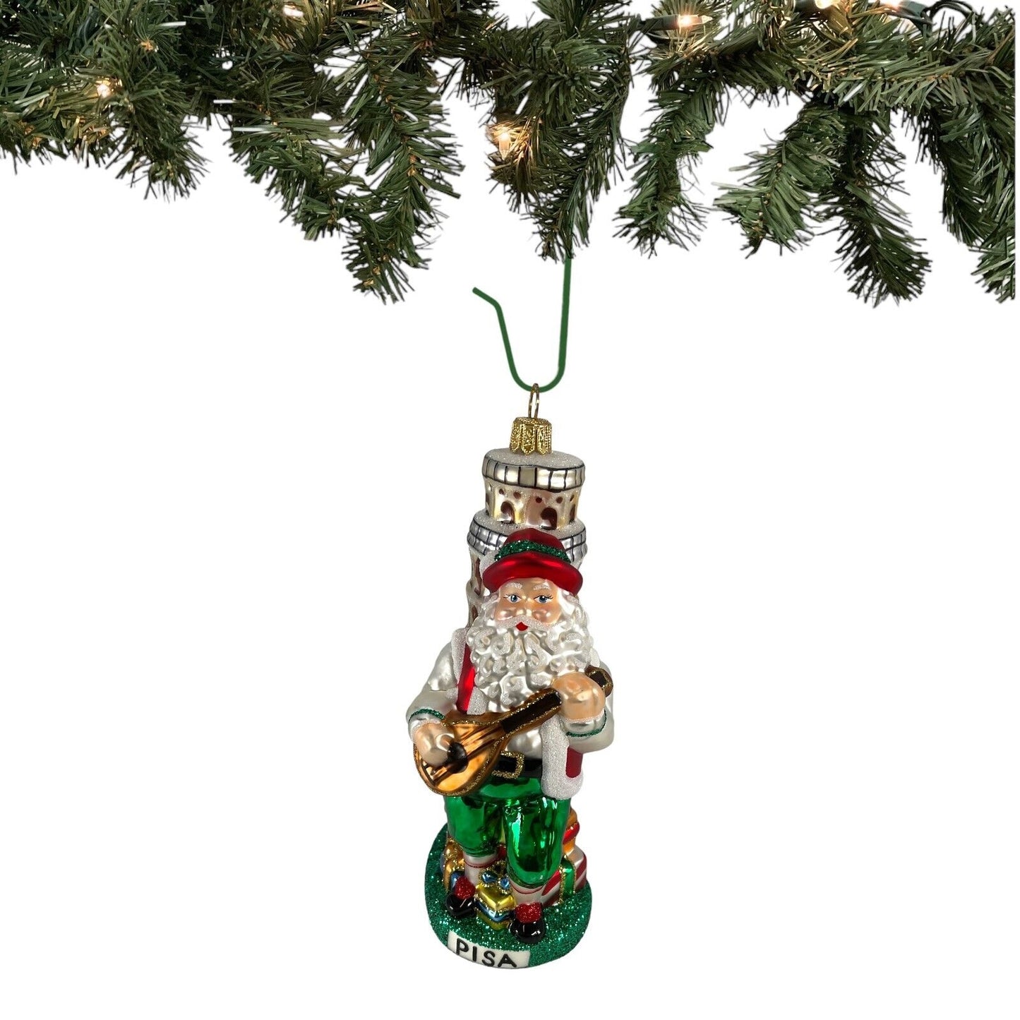 Pinnacle Peak Trading Italy Leaning Tower of Pisa Santa Polish Mouth Blown Glass Christmas Ornament