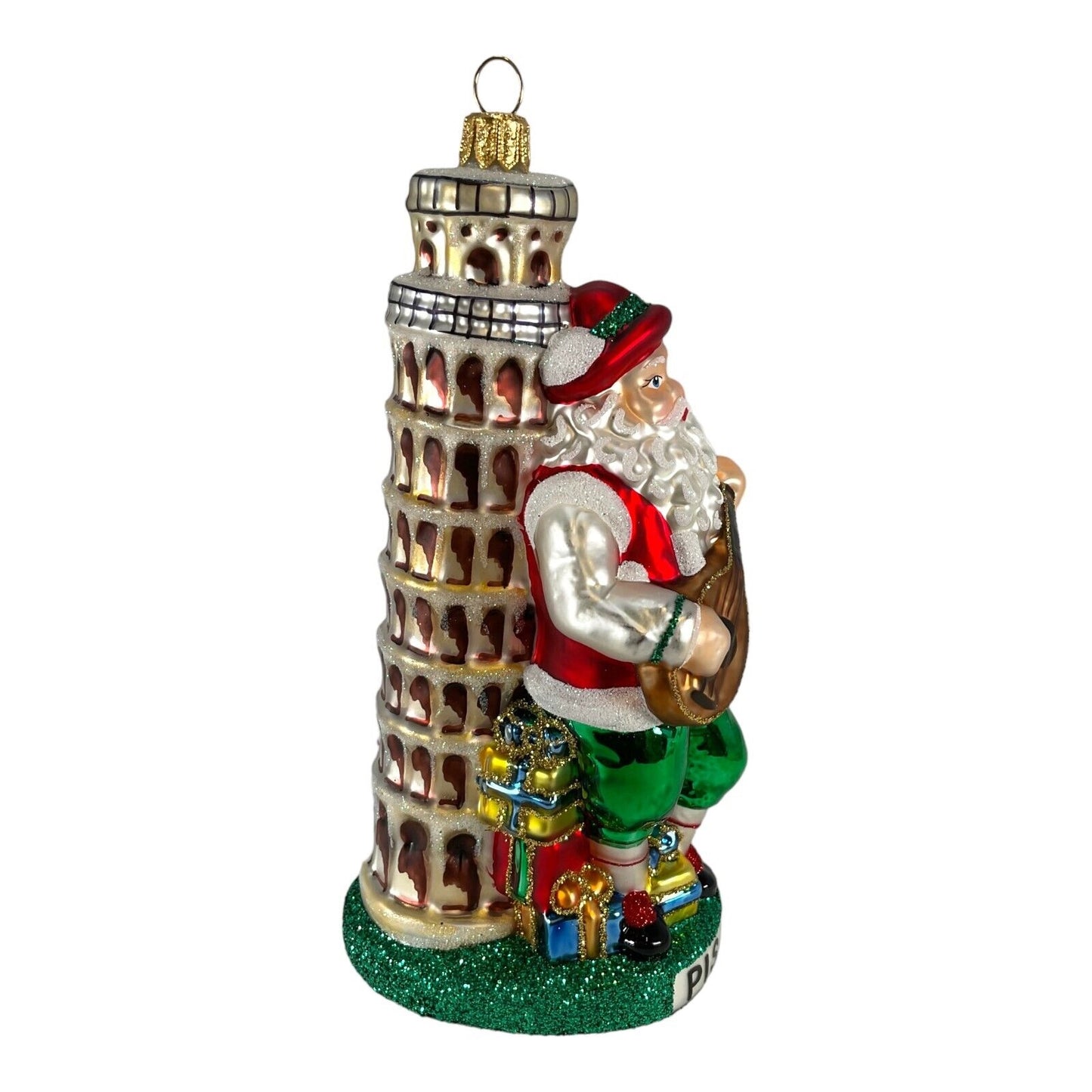 Pinnacle Peak Trading Italy Leaning Tower of Pisa Santa Polish Mouth Blown Glass Christmas Ornament
