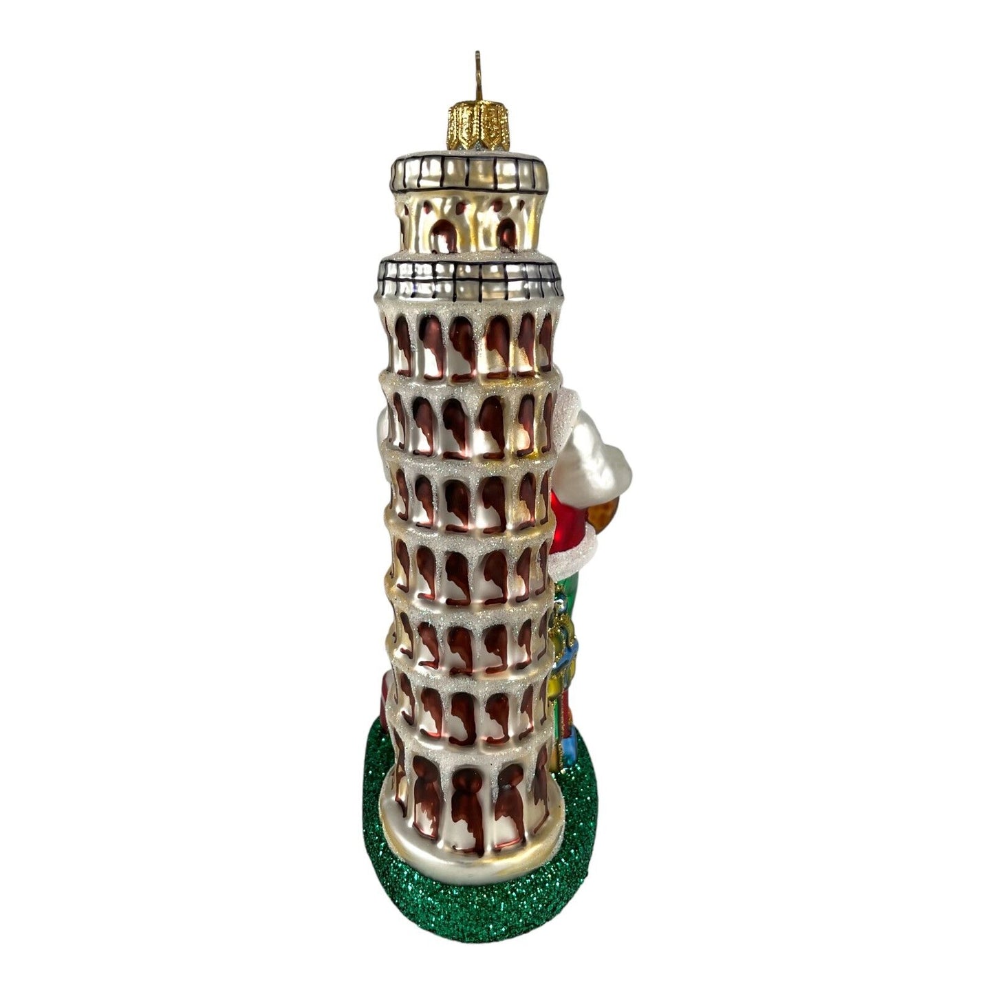 Pinnacle Peak Trading Italy Leaning Tower of Pisa Santa Polish Mouth Blown Glass Christmas Ornament