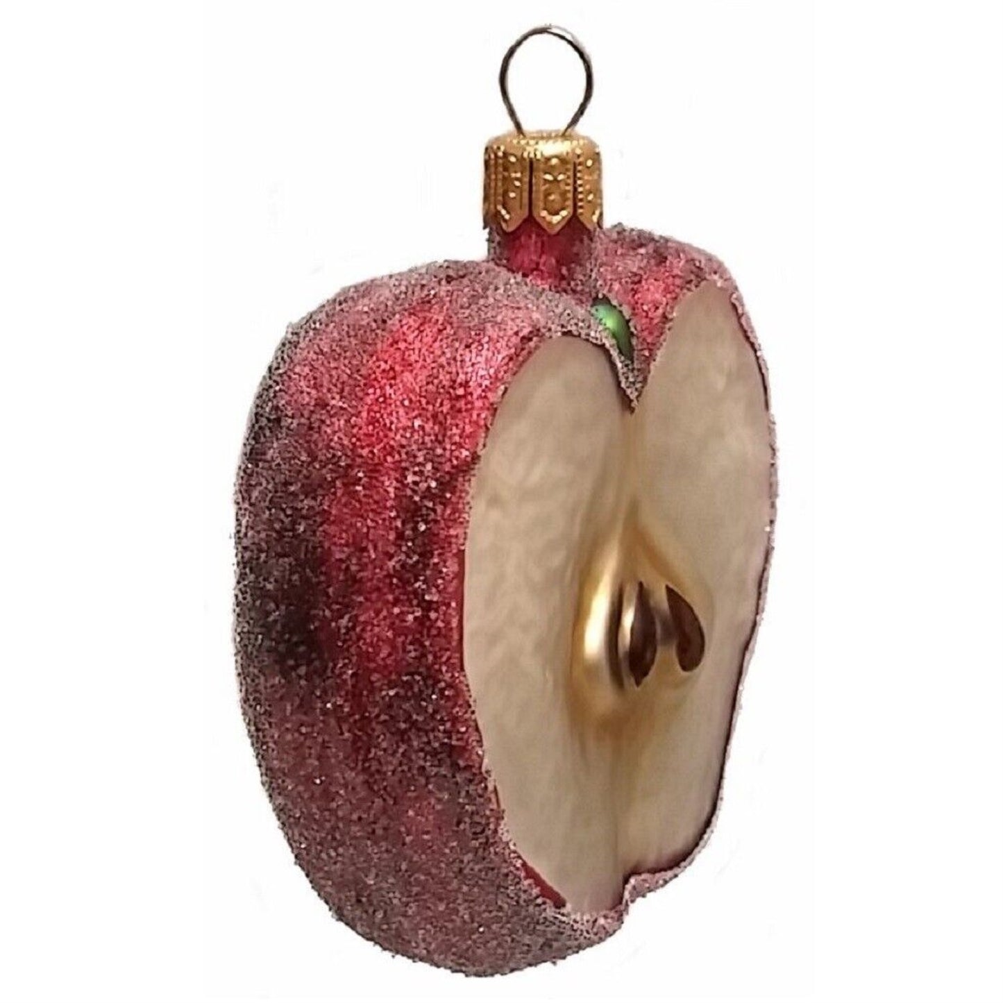 Pinnacle Peak Trading Slice of a Red Apple Fruit Polish Glass Christmas Ornament Holiday Decoration