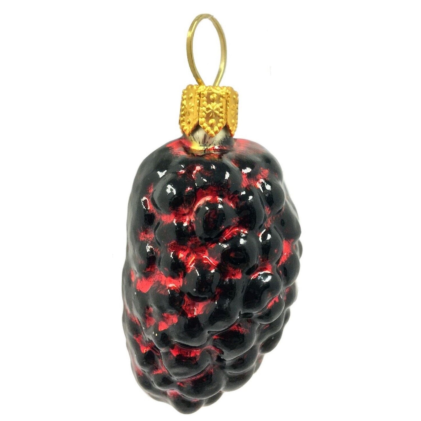 Red and Black Mulberries Polish Glass Christmas Ornament Set of 3 Mulberry Fruit