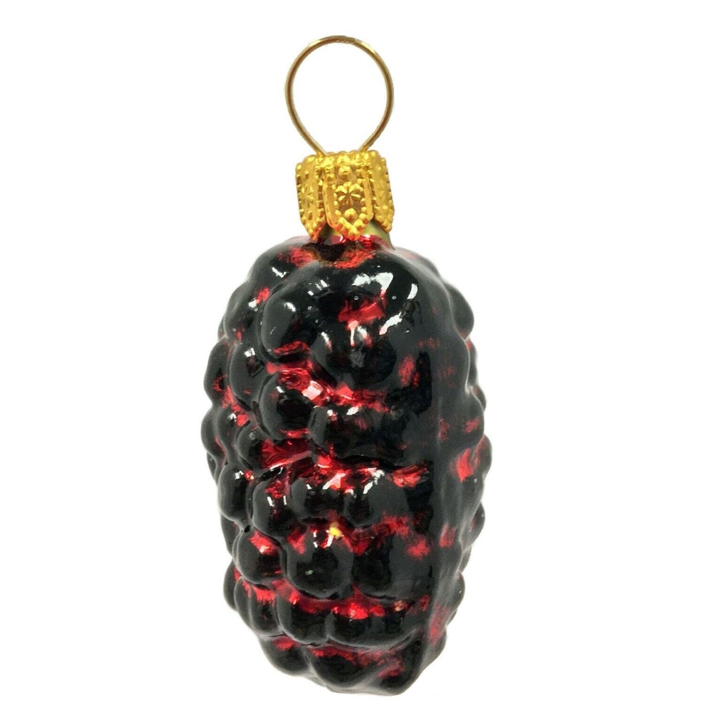 Red and Black Mulberries Polish Glass Christmas Ornament Set of 3 Mulberry Fruit