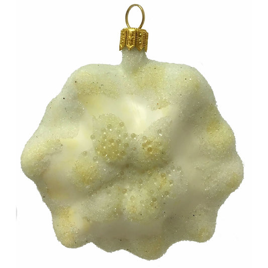 Pinnacle Peak Trading White Pattypan Scallop Squash Polish Glass Christmas Ornament Vegetable Fruit