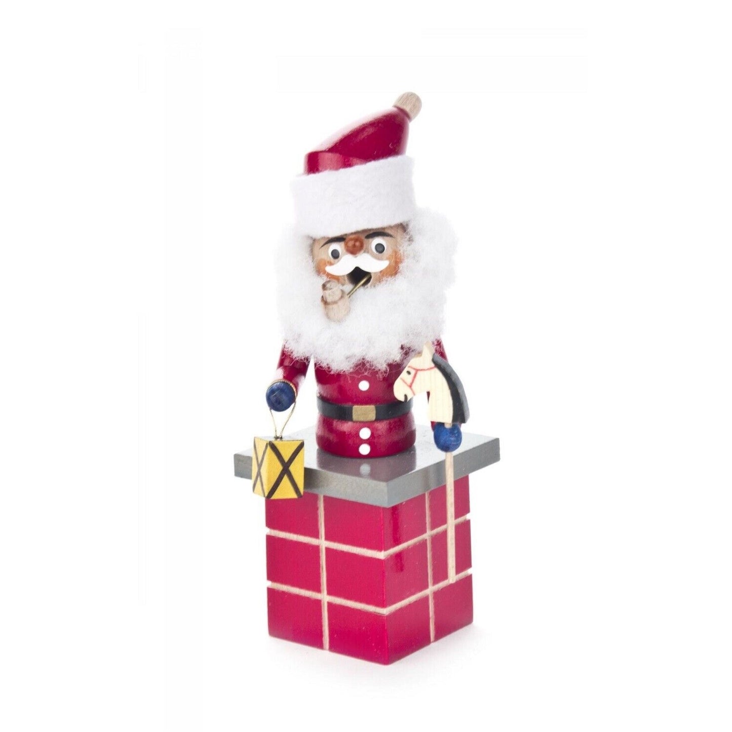 Pinnacle Peak Trading Santa Claus on Chimney German Wood Miniature Christmas Incense Smoker 5 Inch