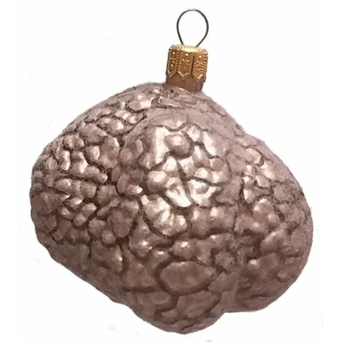 Fuzzy White Truffle Food Polish Glass Christmas Ornament Set of 2 Decoration