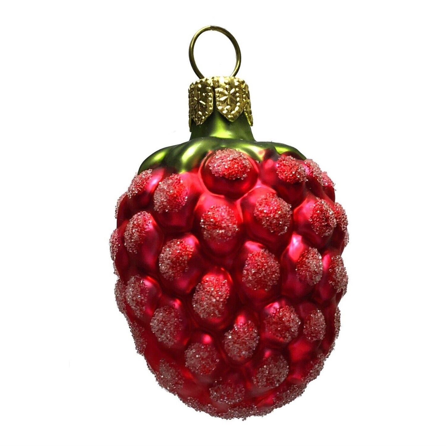 Red Raspberries Polish Glass Christmas Ornament Set of 2 Fruit Food Raspberry