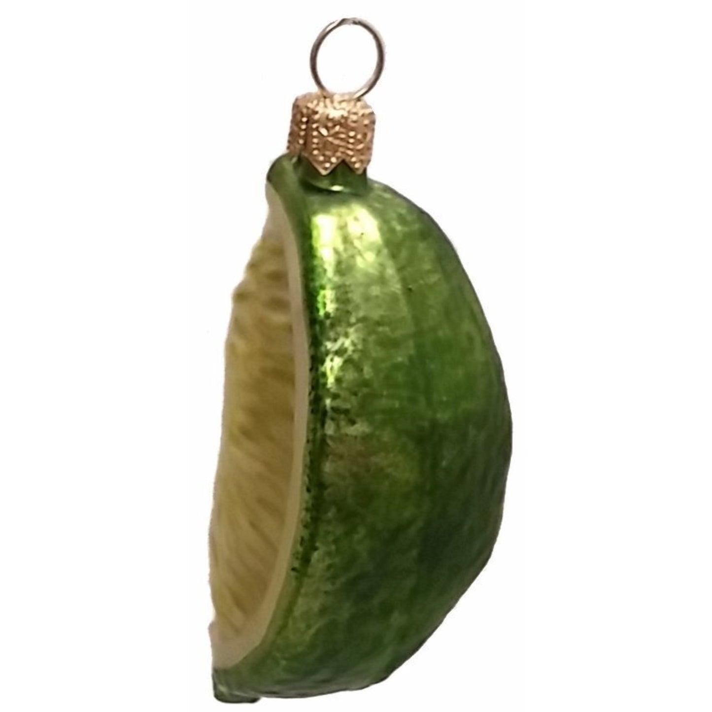 Lime Wedge Citrus Fruit Polish Glass Christmas Ornament Set of 2 Decorations