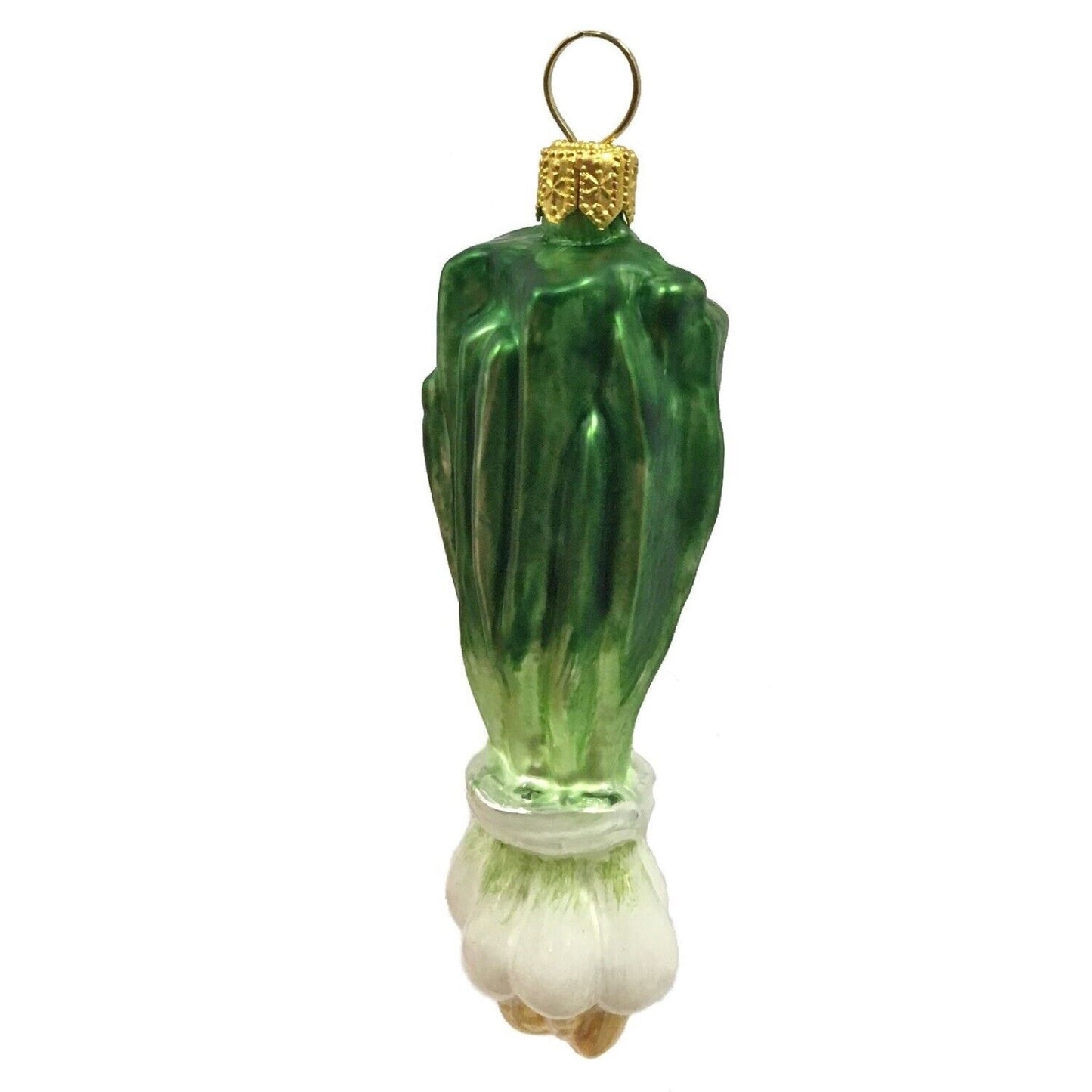 Pinnacle Peak Trading Green Onion Scallion Polish Glass Christmas Ornament Vegetable Food Set of 2