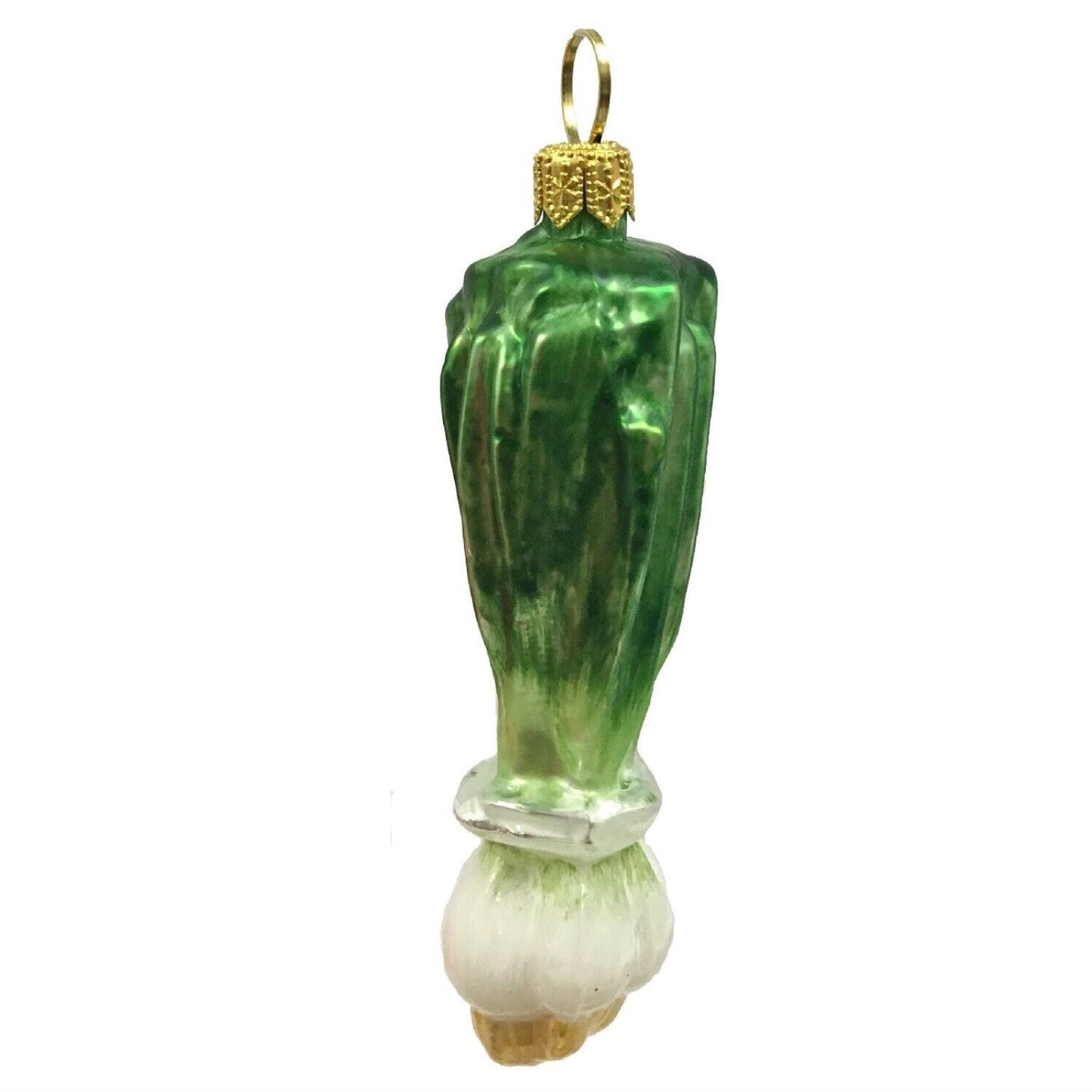 Pinnacle Peak Trading Green Onion Scallion Polish Glass Christmas Ornament Vegetable Food Set of 2
