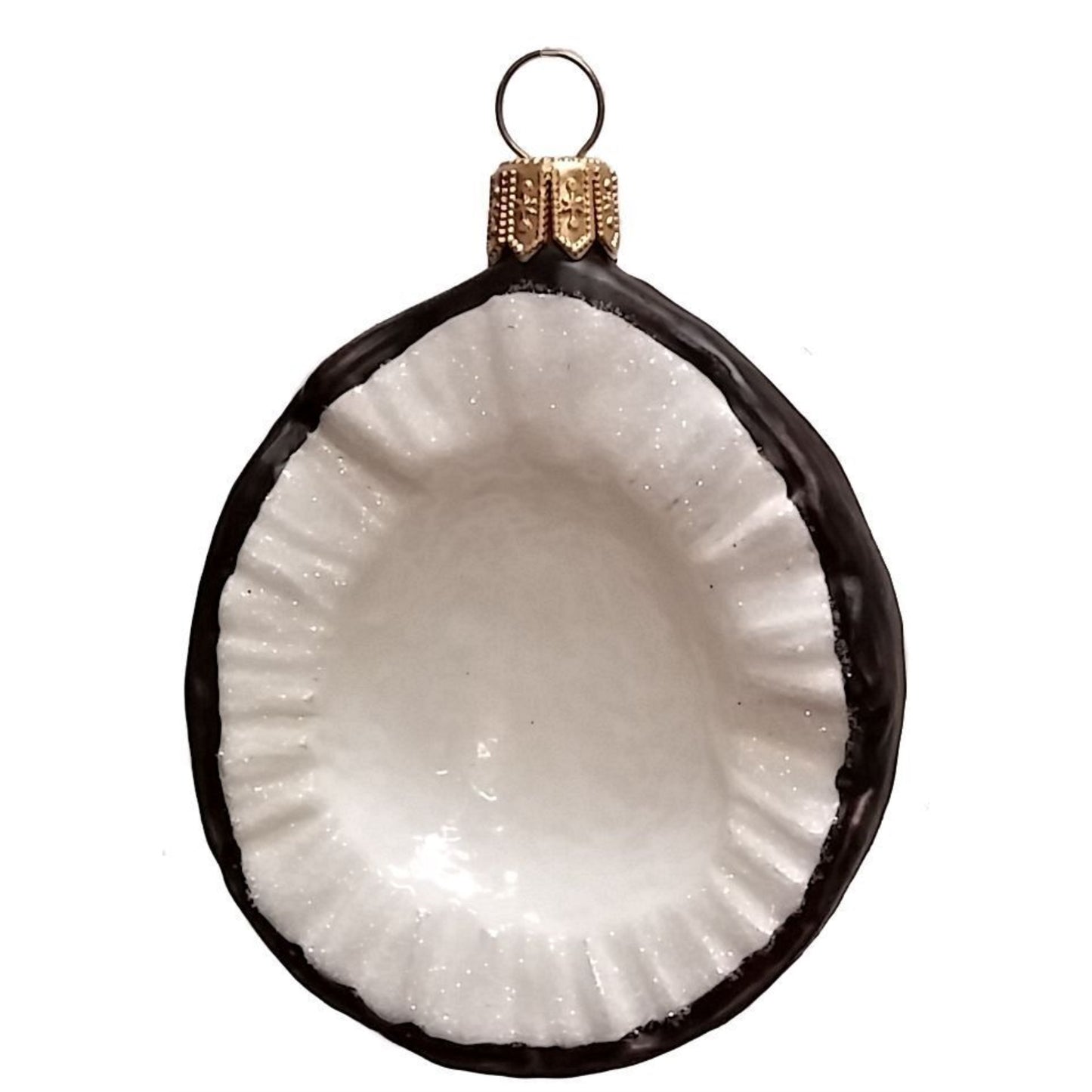 Slice of Coconut Polish Blown Glass Christmas Ornament Set of 2 Decorations