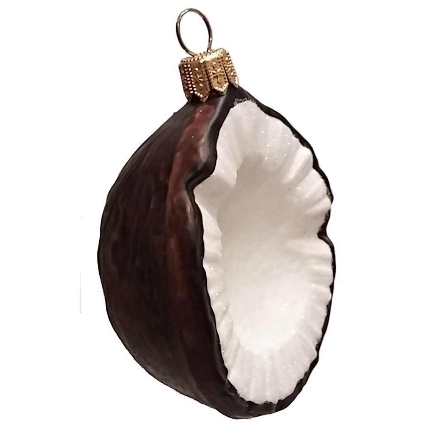 Slice of Coconut Polish Blown Glass Christmas Ornament Set of 2 Decorations