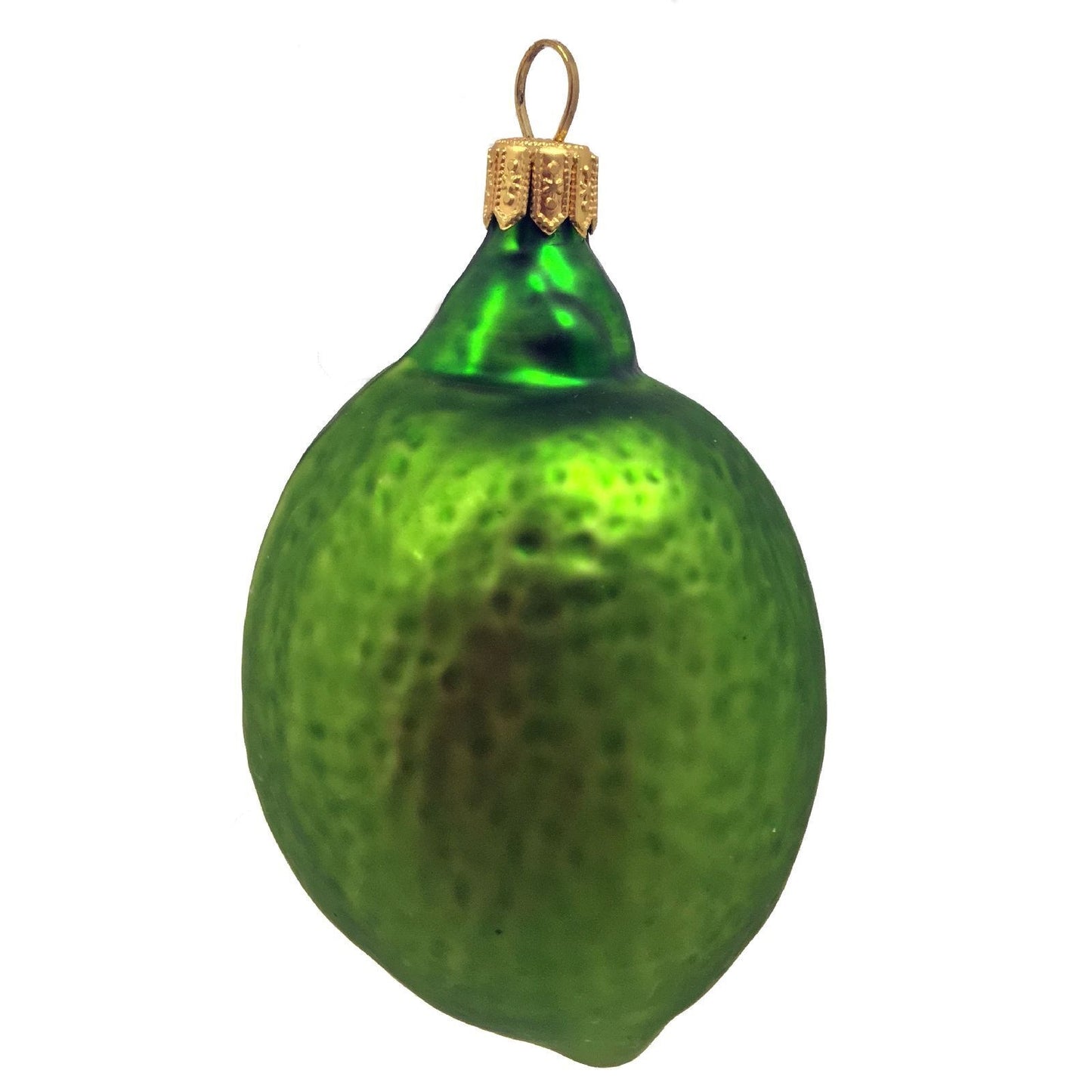 Pinnacle Peak Trading Green Lime Citrus Fruit Polish Glass Christmas Ornament Food Made in Poland