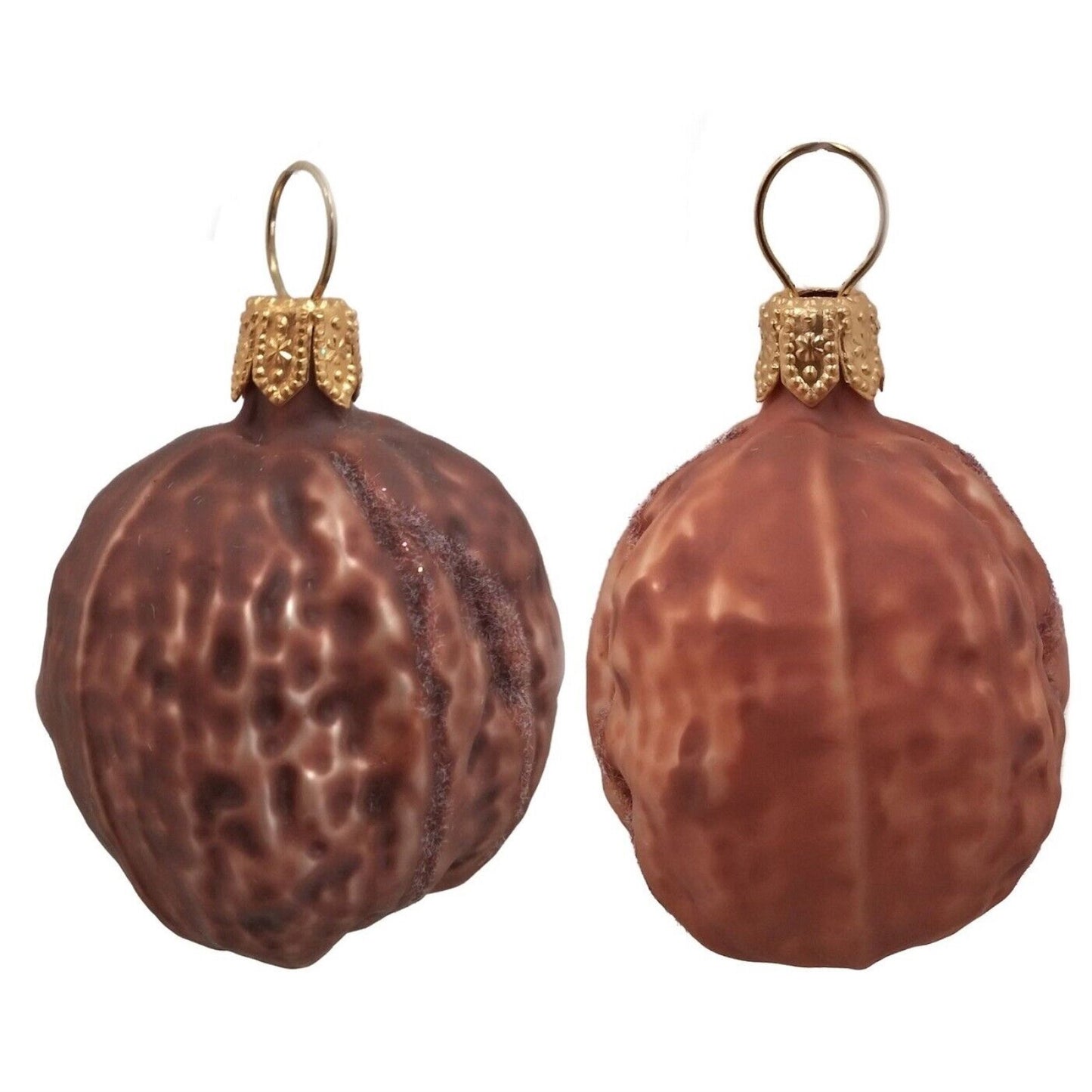 Pinnacle Peak Trading Co Shelled Walnuts Polish Mouth Blown Glass Christmas Ornament (Set of 2)