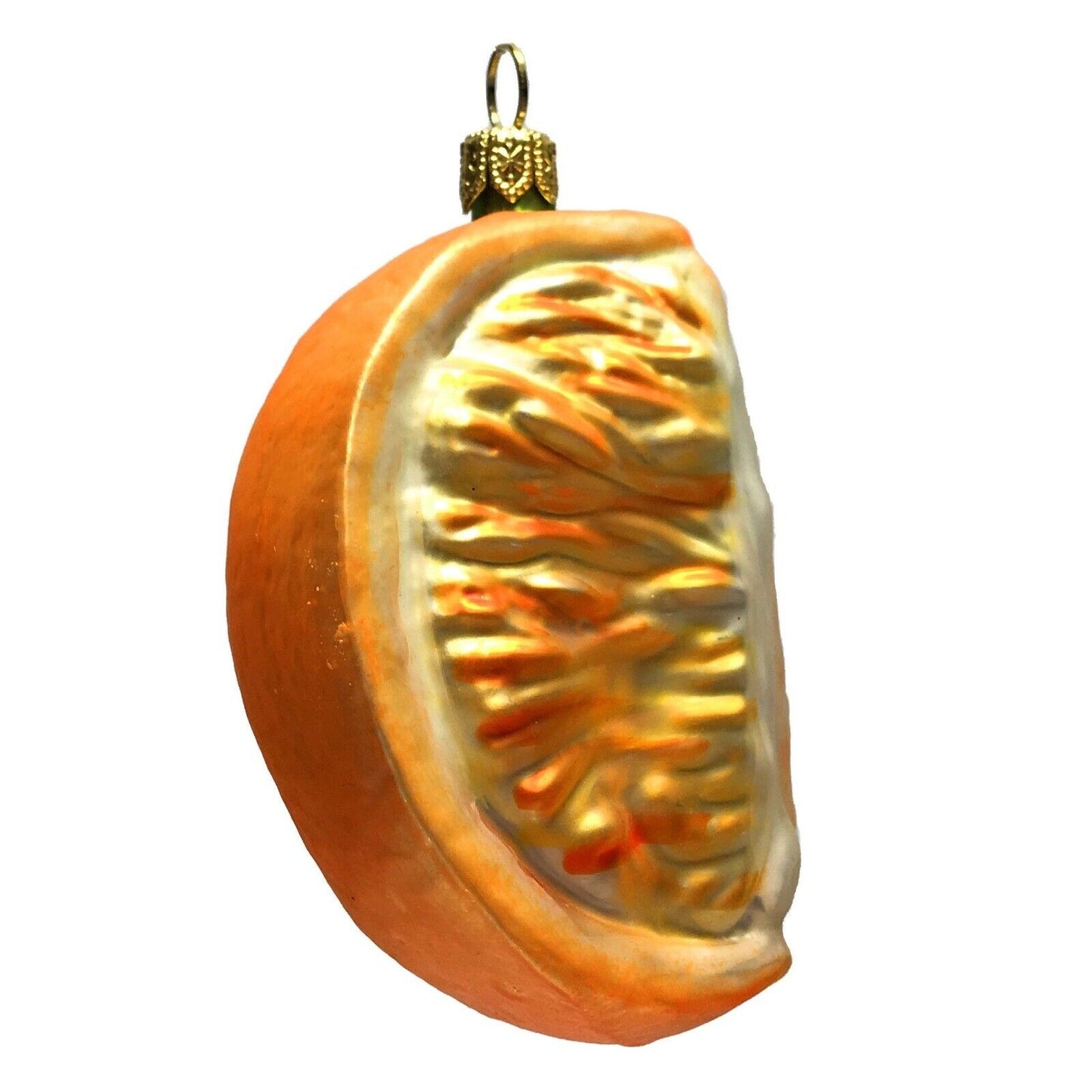 Orange Slice Polish Glass Christmas Tree Ornament Set of 2 Fruit Decoration