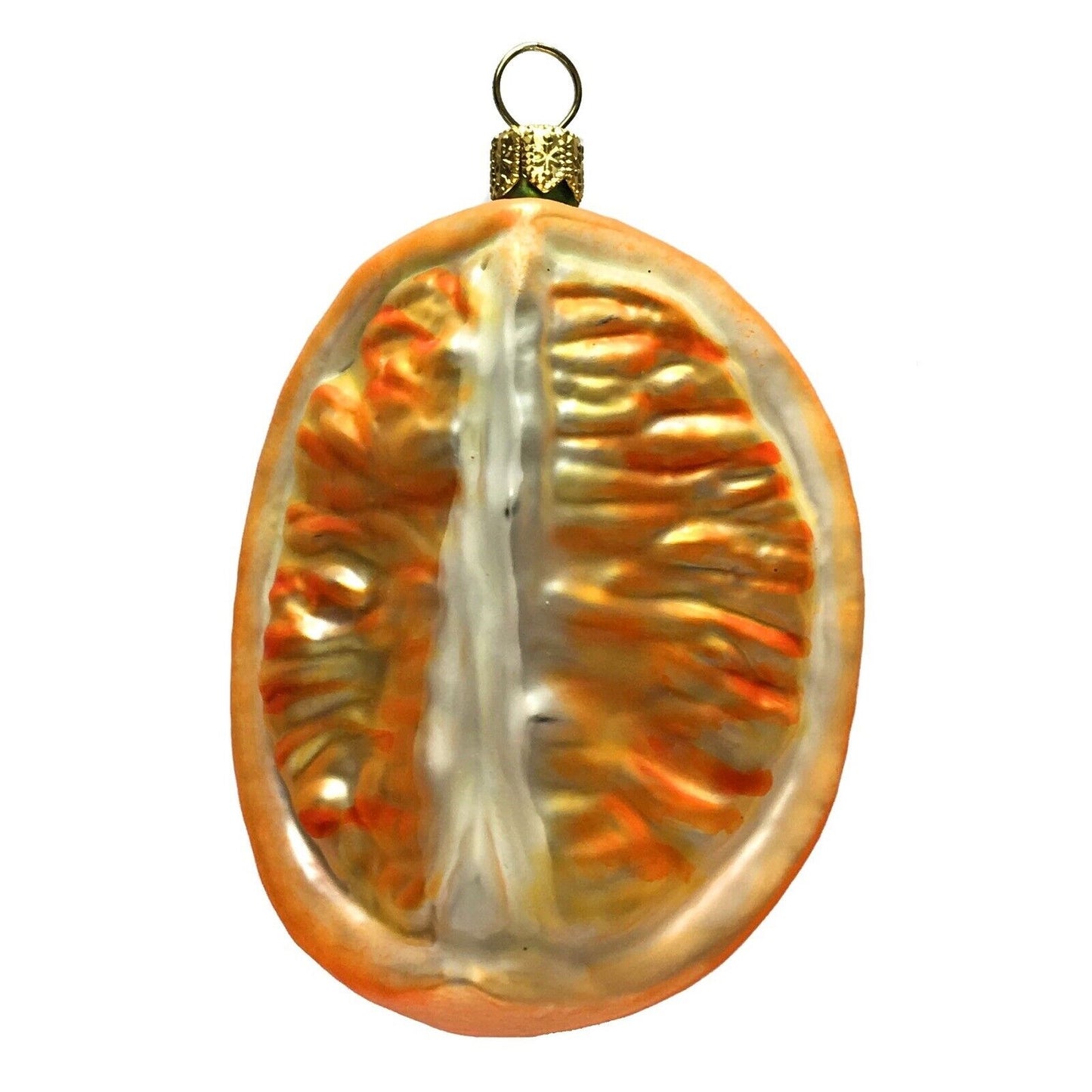 Orange Slice Polish Glass Christmas Tree Ornament Set of 2 Fruit Decoration