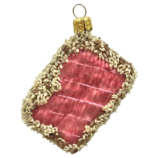 Pinnacle Peak Trading Sesame Crusted Seared Tuna Slice Polish Glass Christmas Tree Ornament Food