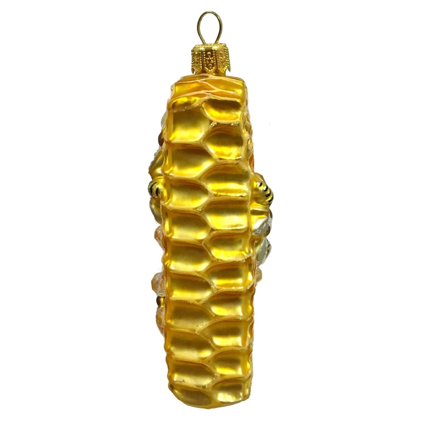 Piece of Honeycomb with Bees and Honey Polish Glass Christmas Tree Ornament
