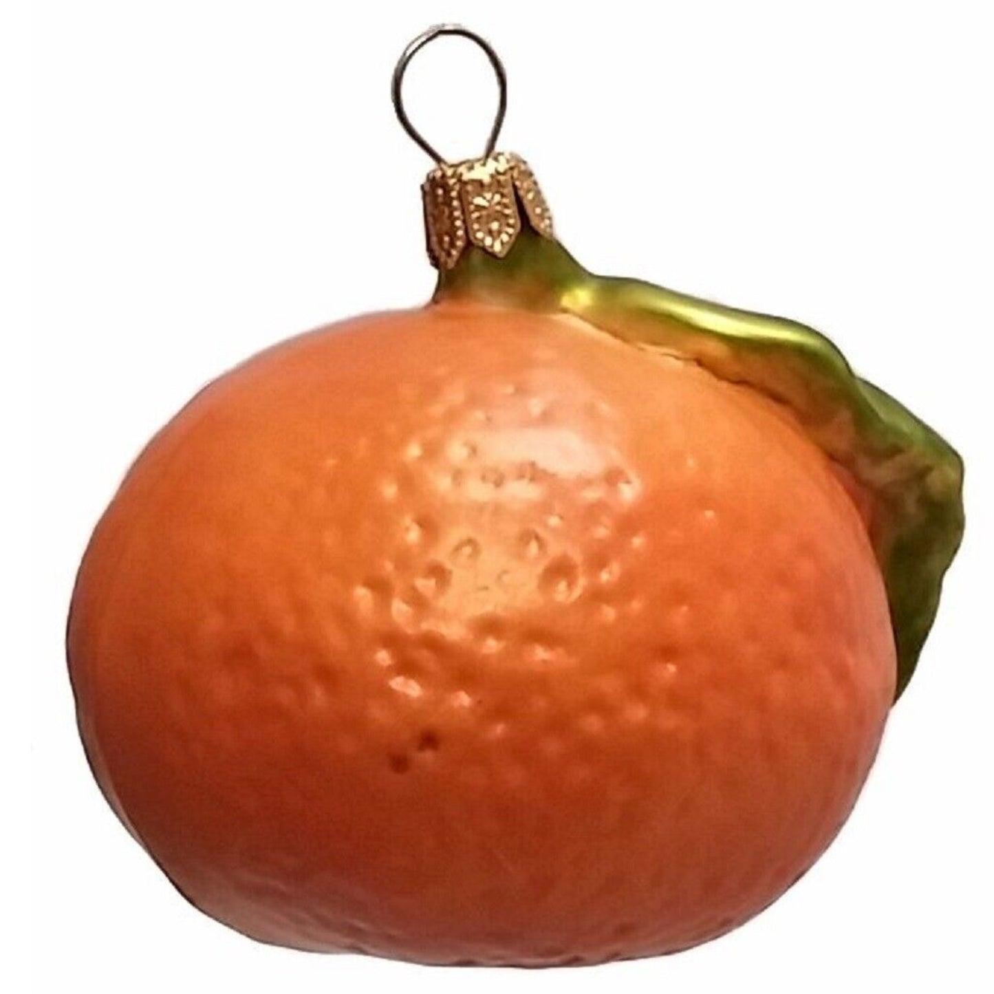 Mandarin Orange Citrus Fruit Polish Glass Christmas Ornament Set of 2 Decoration