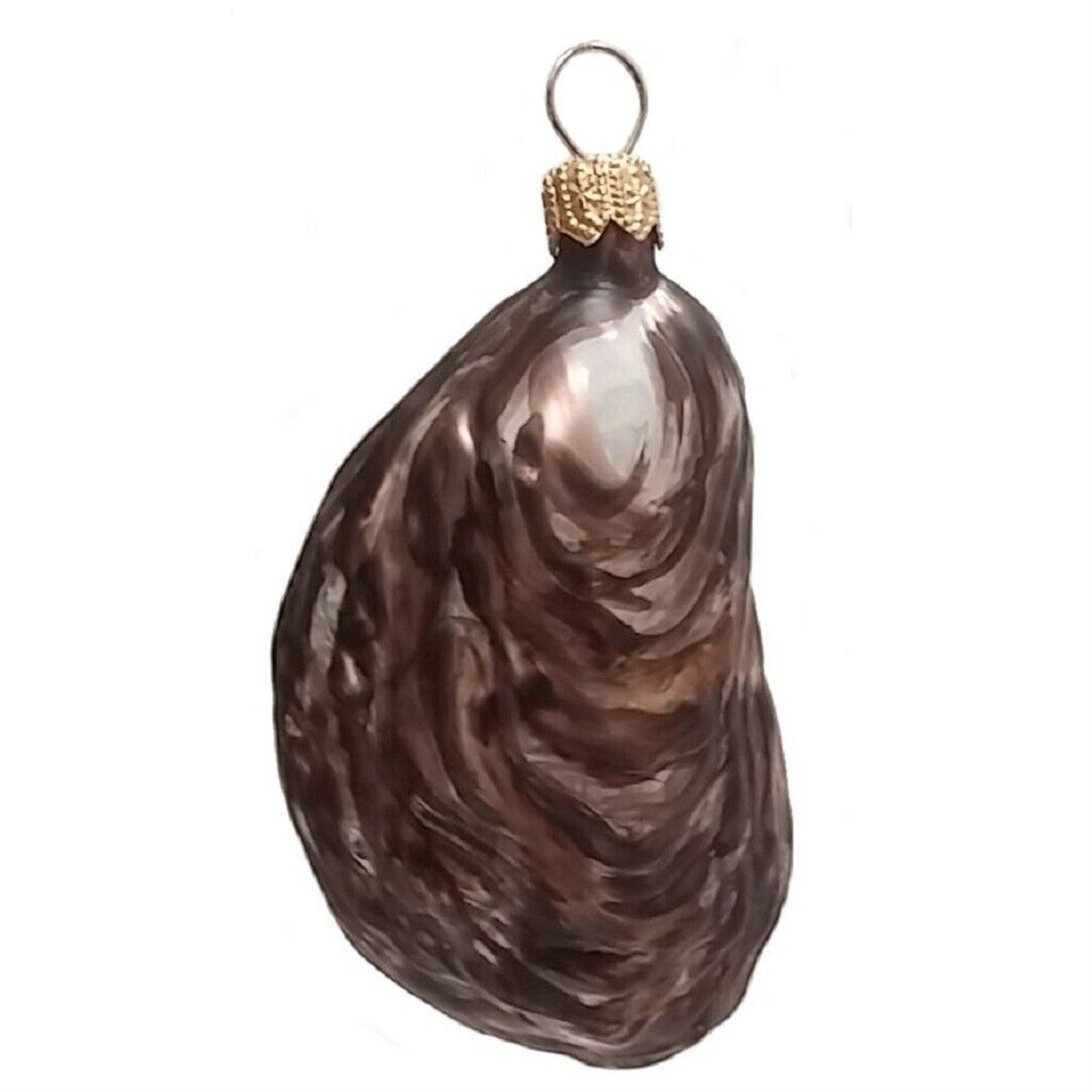 Pinnacle Peak Trading Oyster on a Half Shell Polish Glass Christmas Ornament Set of 2