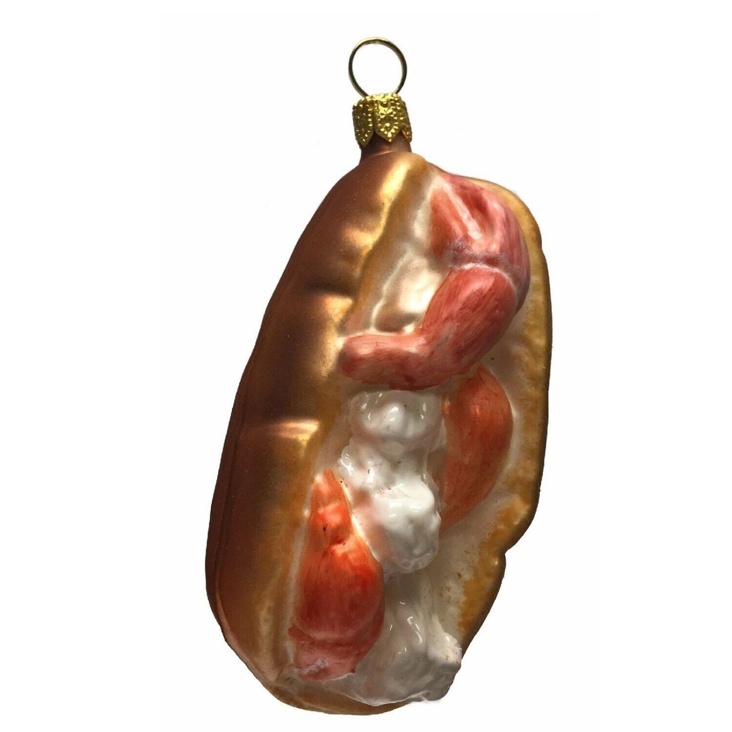 Pinnacle Peak Trading Stuffed Lobster Roll Sandwich Polish Glass Christmas Ornaments Set of 2 Food
