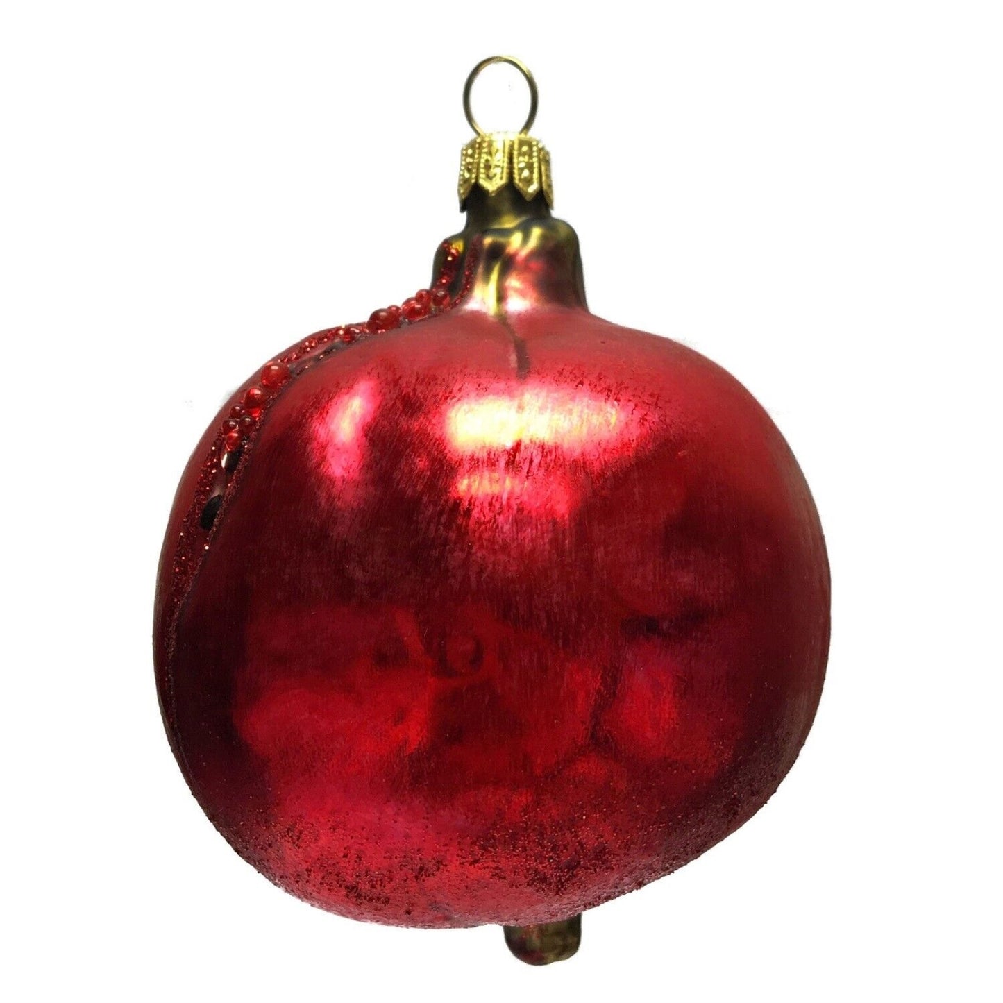 Pomegranate Fruit Polish Glass Christmas Tree Ornaments Set of 2 Food Decoration