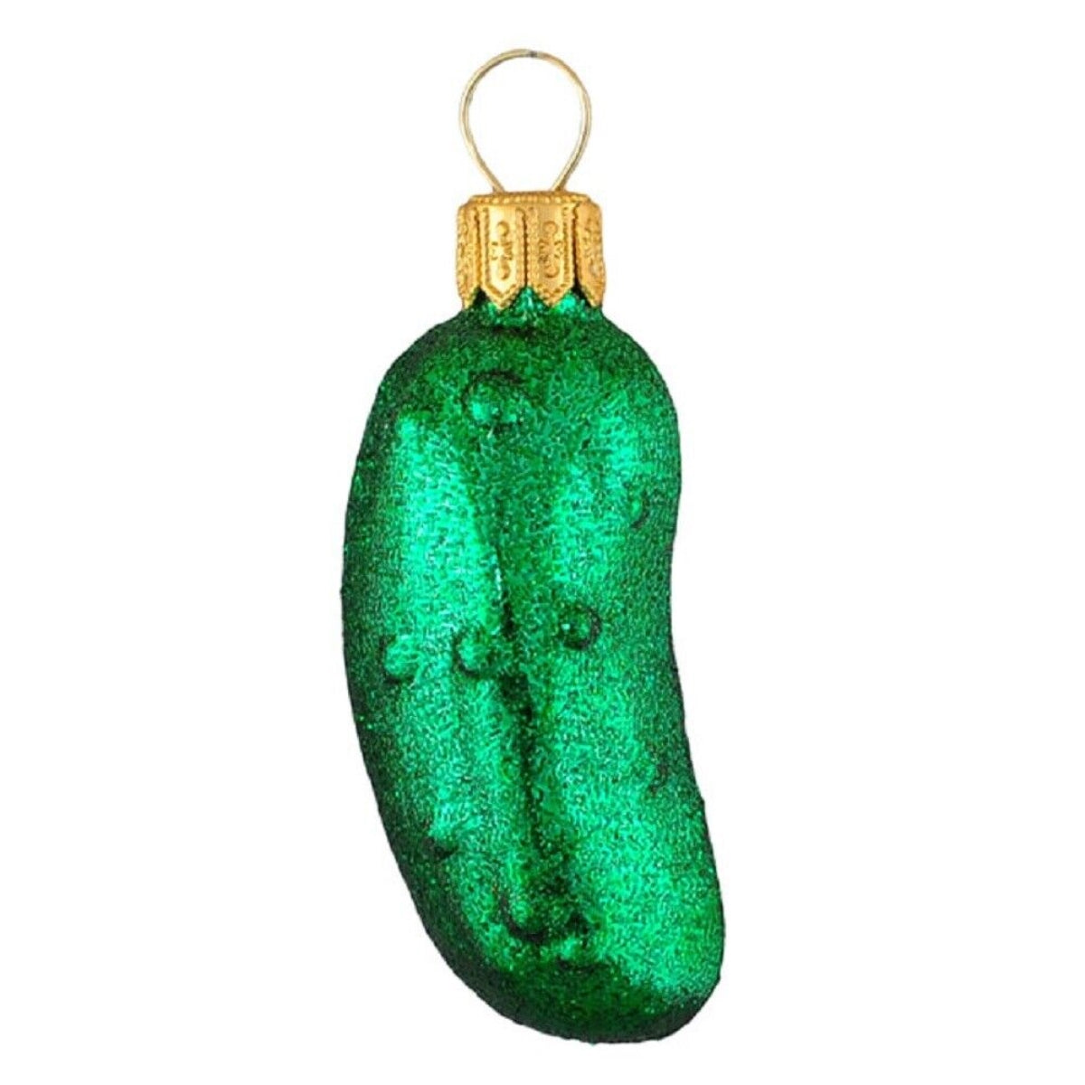 Miniature Glittered Pickle Polish Glass Mini Christmas Ornament 2.75 Inch