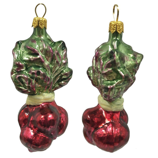 Pinnacle Peak Trading Red Beets Polish Glass Christmas Ornament Vegetable Food Decoration Set of 2