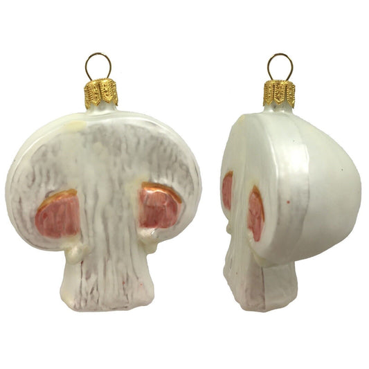 Pinnacle Peak Trading Sliced Mushrooms Polish Glass Christmas Ornaments Set of 2 Food Decoration