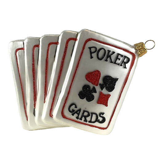 Pinnacle Peak Trading Poker Cards Polish Glass Christmas Ornament Las Vegas Gambling Decoration
