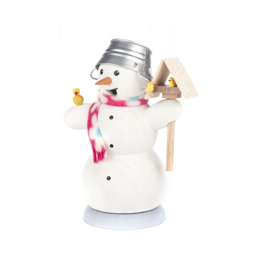 Pinnacle Peak Trading Snowman with Birdhouse German Wood Christmas Incense Smoker 4.9 Inch
