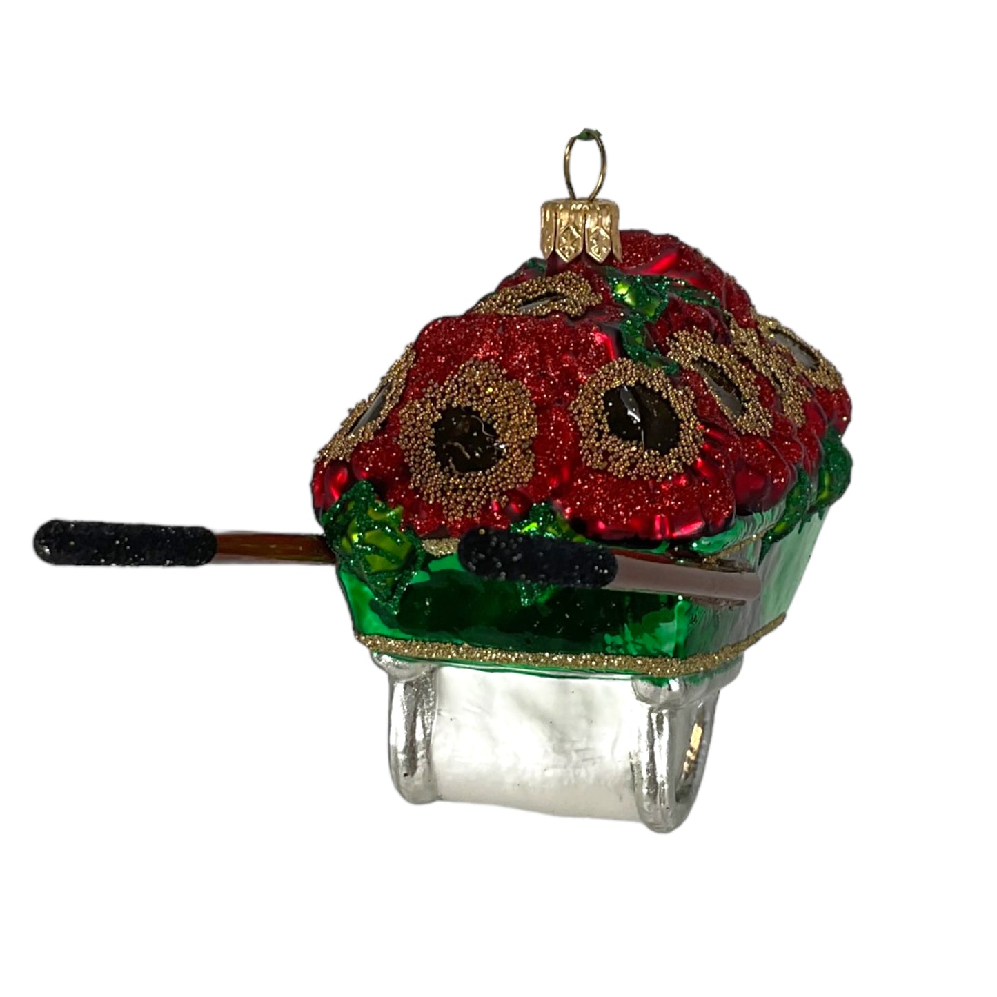 Garden Wheelbarrow with Flowers Polish Glass Christmas Ornament Decoration