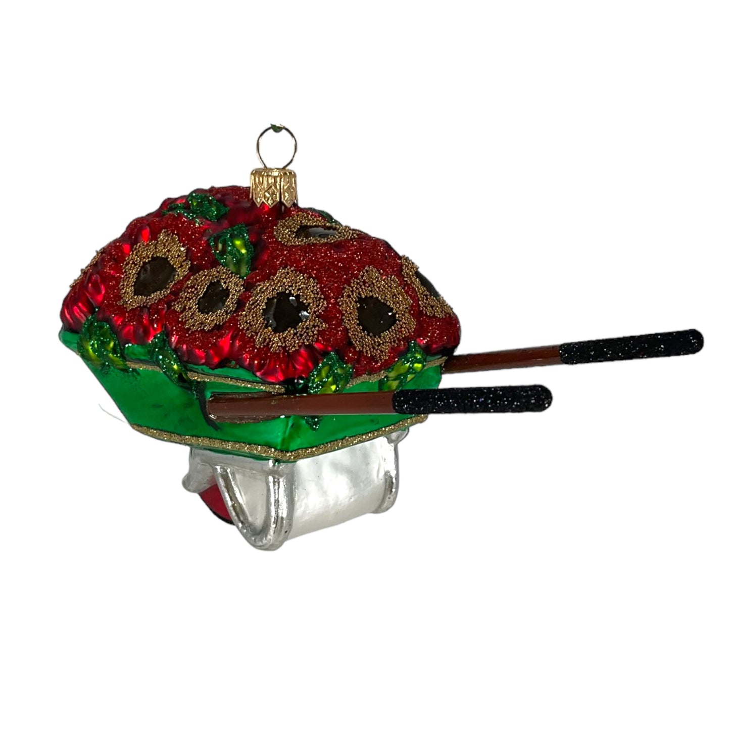 Garden Wheelbarrow with Flowers Polish Glass Christmas Ornament Decoration
