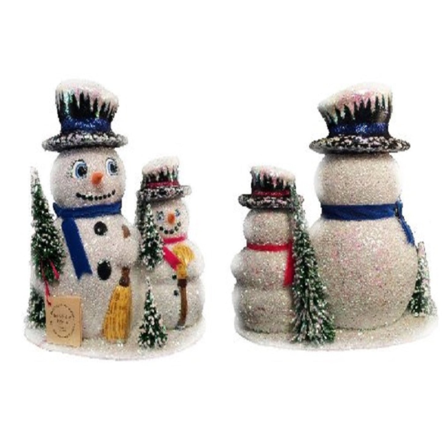 Ino Schaller Paper Mache Snowman Family Christmas Candy Container