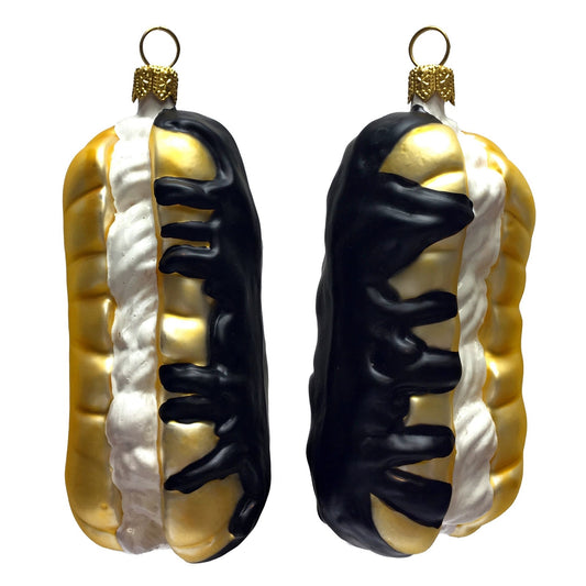 Eclair Pastry Dessert Polish Glass Christmas Ornament Set of 2 Food Decoration