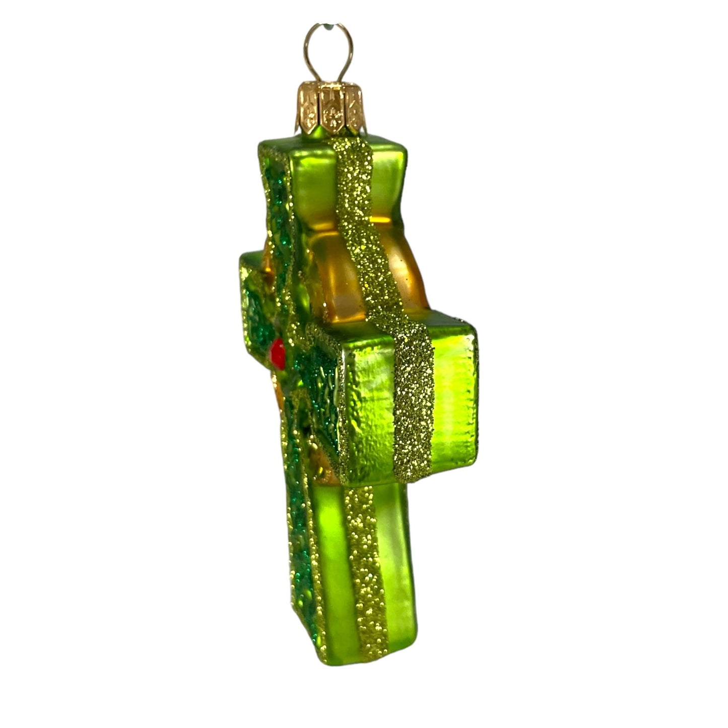 Pinnacle Peak Trading Green and Gold Celtic Cross Polish Glass Christmas Ornament Irish Decoration