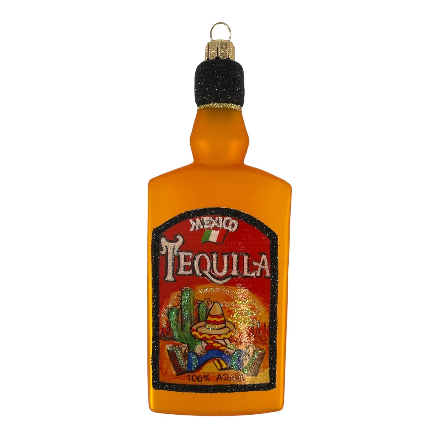 Pinnacle Peak Trading Mexican Tequila Bottle Polish Blown Glass Christmas Tree Ornament