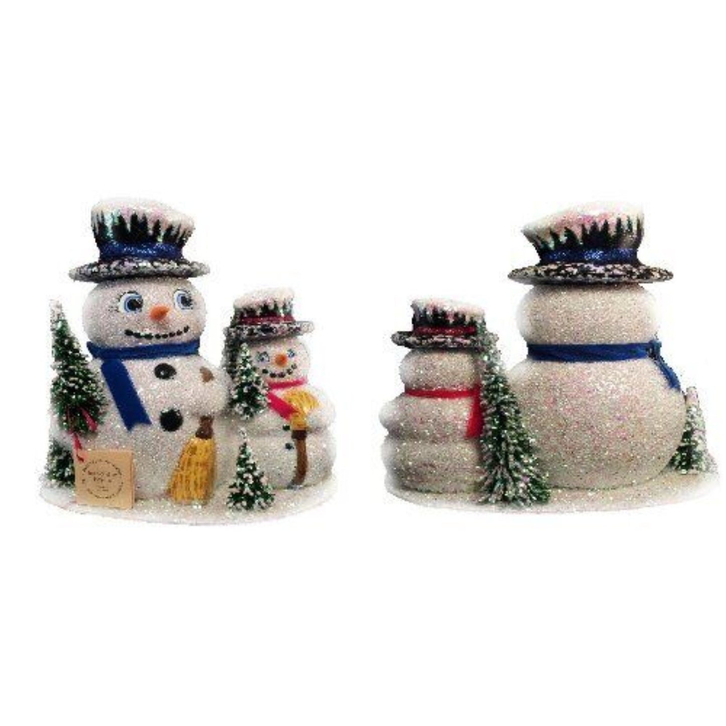 Ino Schaller Paper Mache Snowman Family Christmas Candy Container