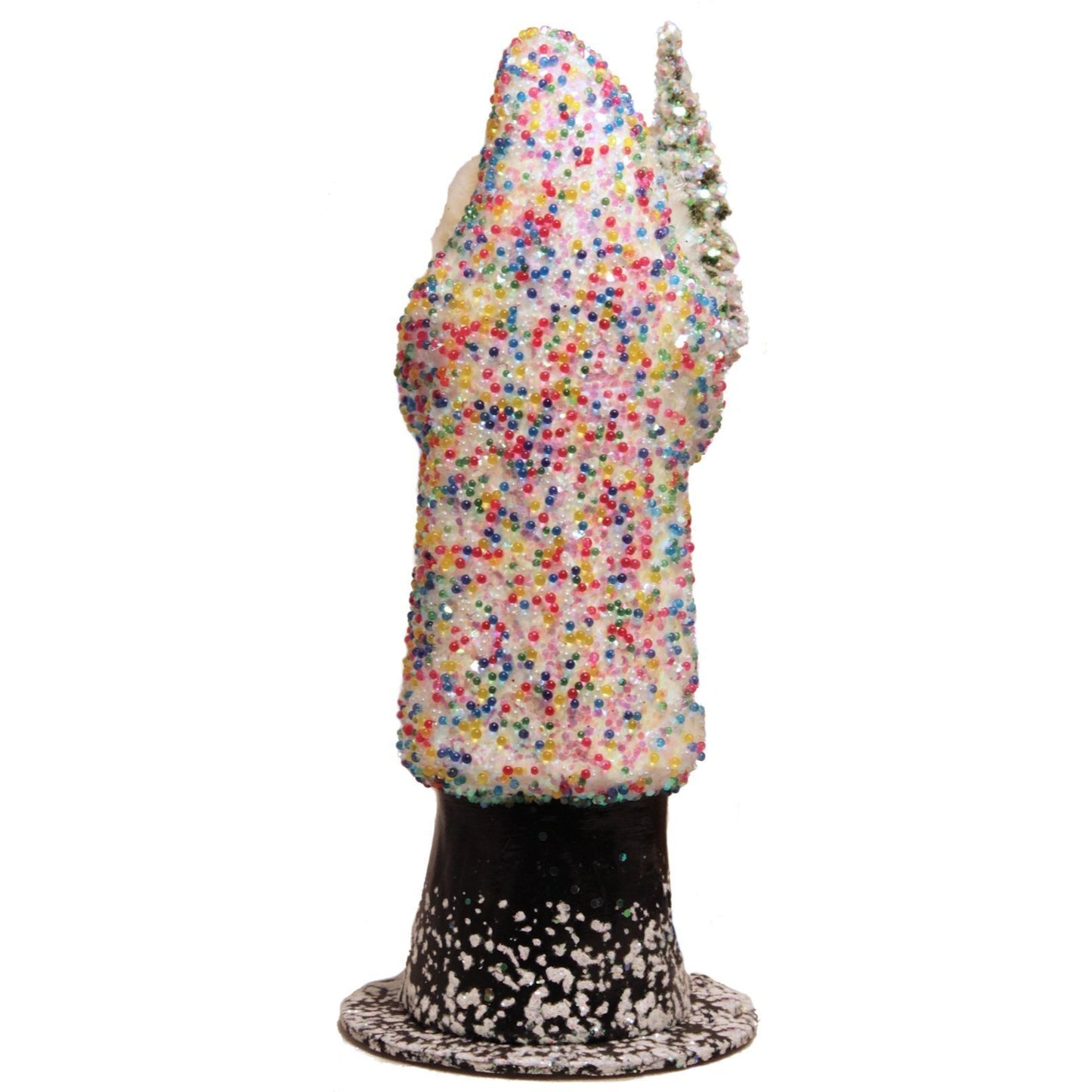 Schaller Multicolor Bead Coat Santa German Christmas Paper Mache Candy Container