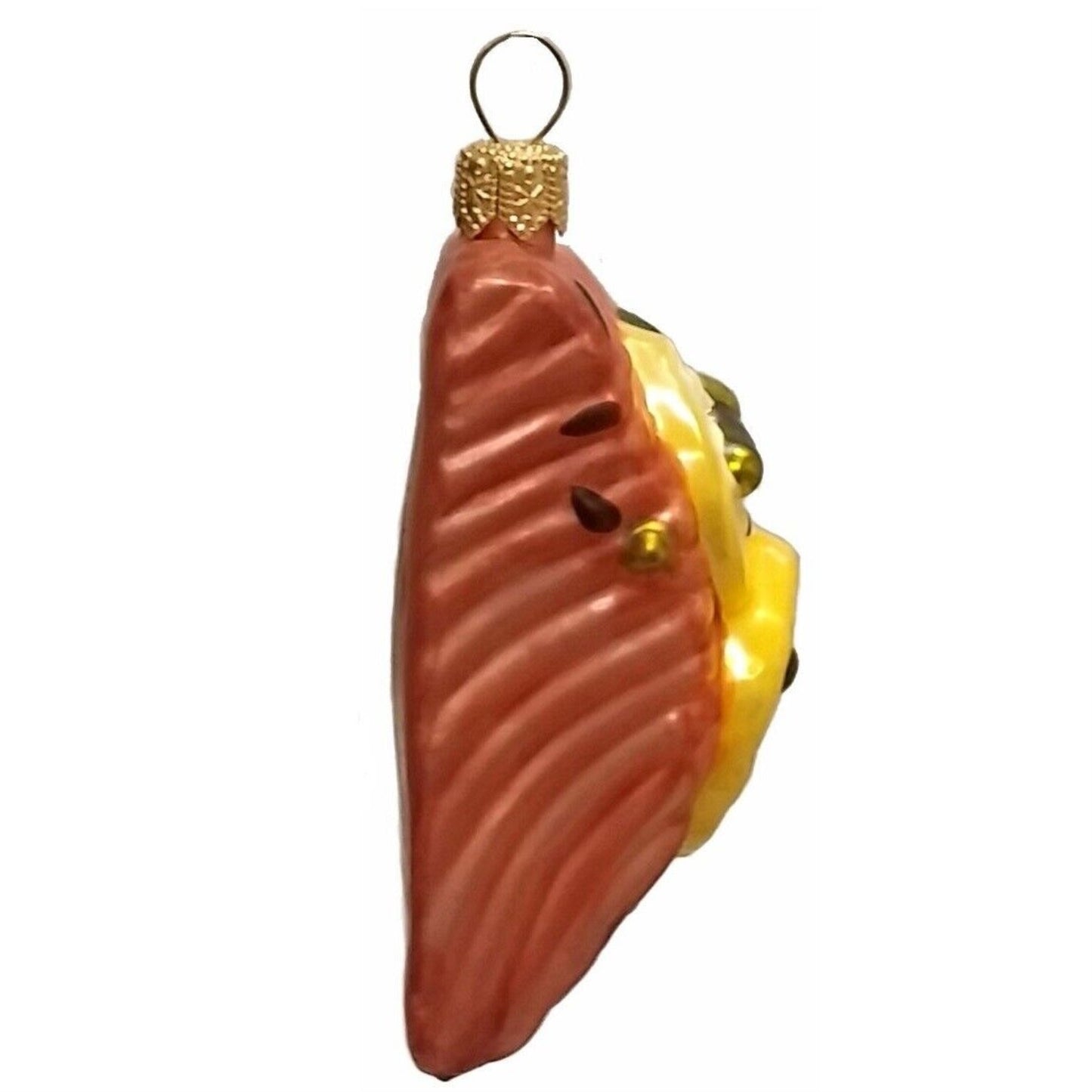 Slice of Salmon with Lemon Polish Glass Christmas Ornament Set of 2 Decorations