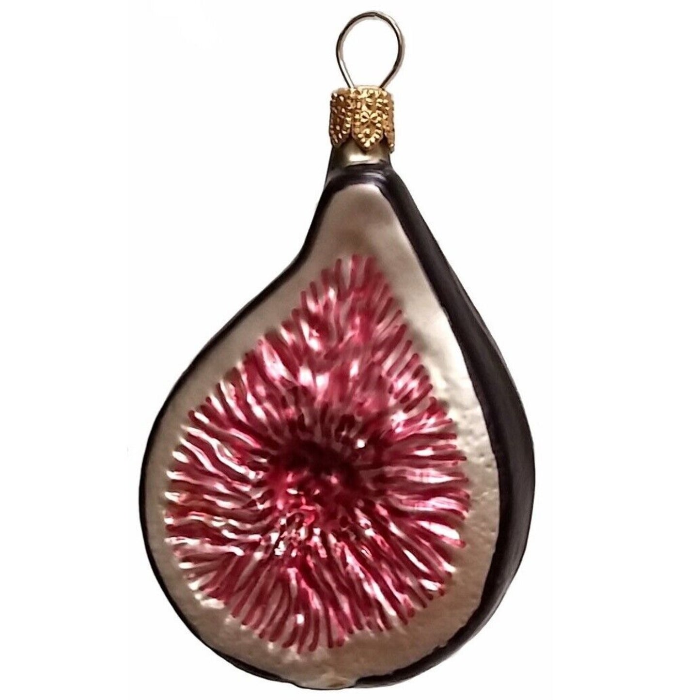 Pinnacle Peak Trading Slice of Fig Fruit Polish Blown Glass Christmas Ornament Set of 2
