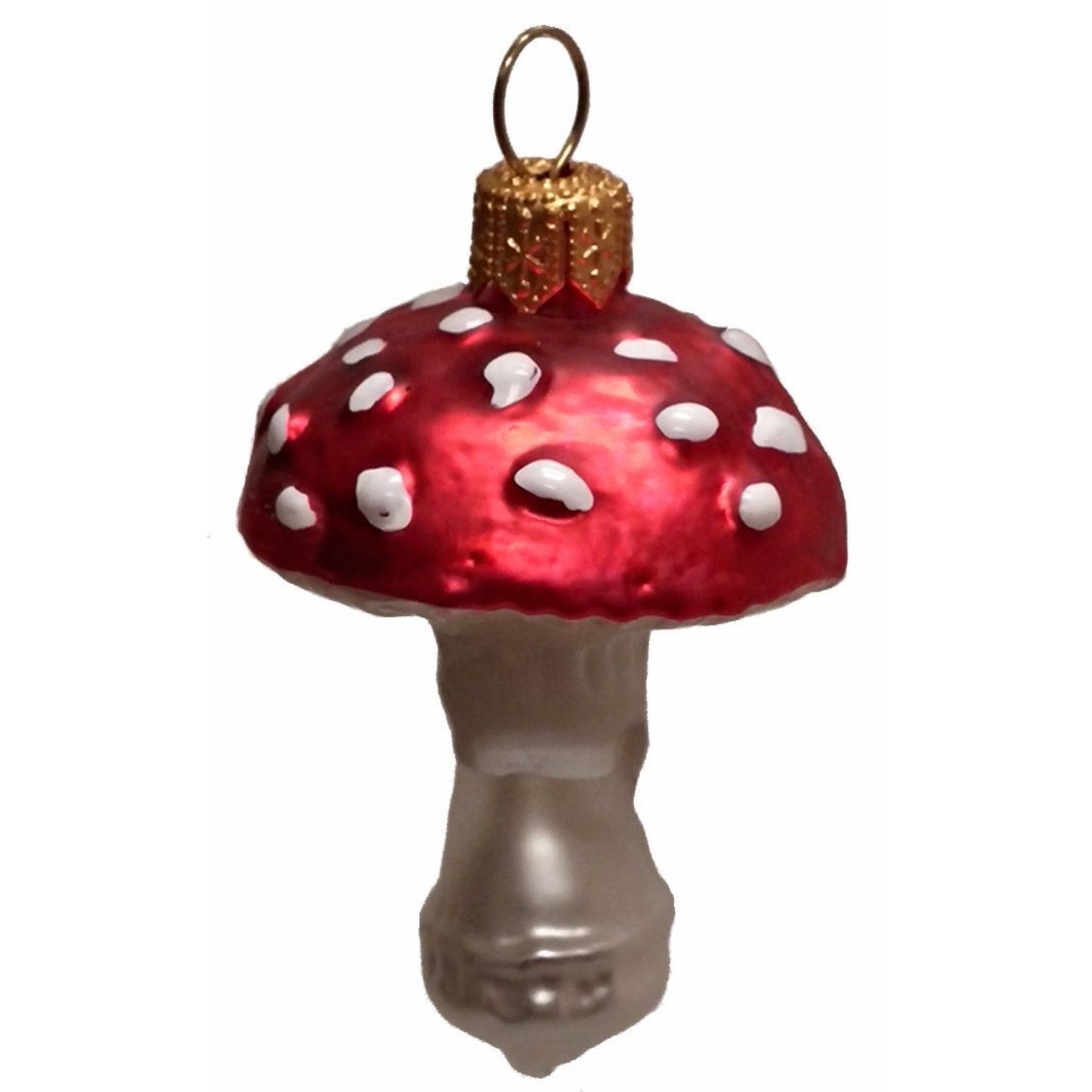 Pinnacle Peak Trading Red Toadstool Mushrooms Polish Glass Christmas Ornament Set of 2 Decorations
