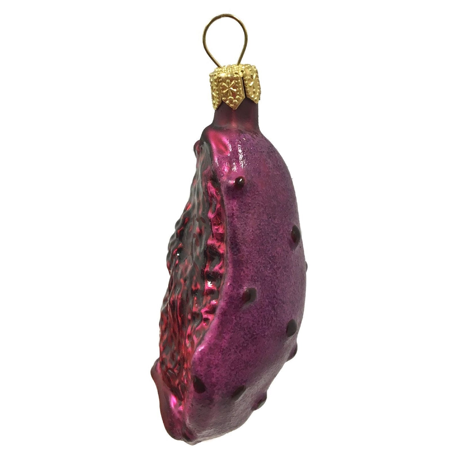 Pinnacle Peak Trading Prickly Pear Cactus Fruit Polish Glass Christmas Tree Ornament Food Set of 2