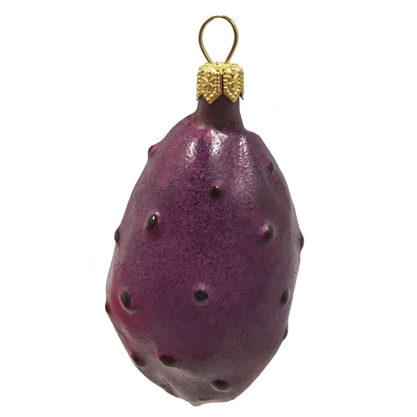 Pinnacle Peak Trading Prickly Pear Cactus Fruit Polish Glass Christmas Tree Ornament Food Set of 2