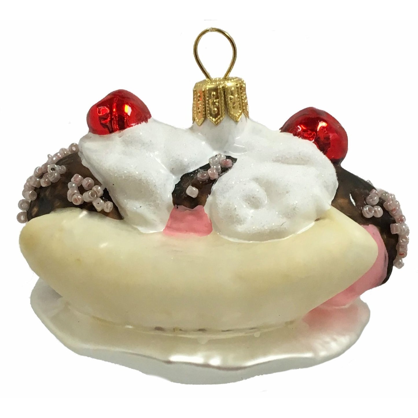 Banana Split Ice Cream Sundae Dessert Polish Glass Christmas Ornament Decoration