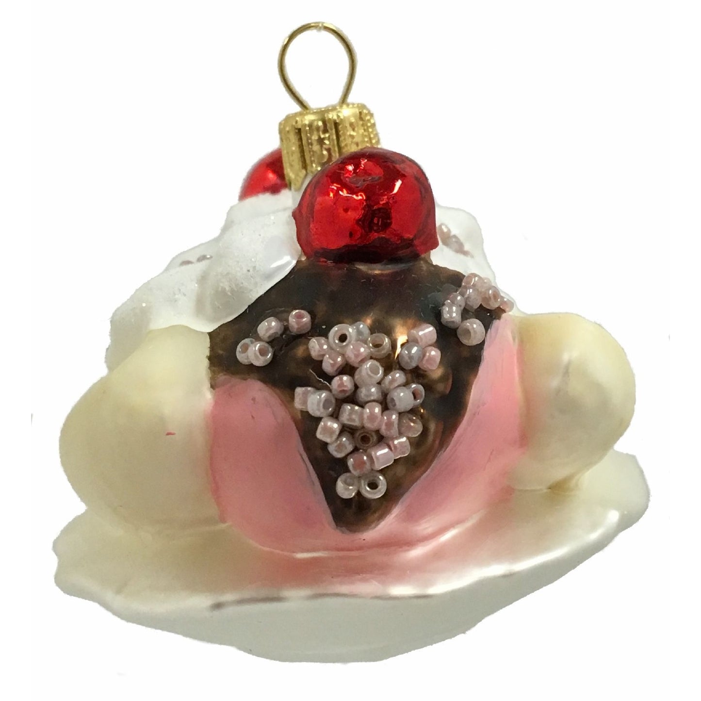 Banana Split Ice Cream Sundae Dessert Polish Glass Christmas Ornament Decoration