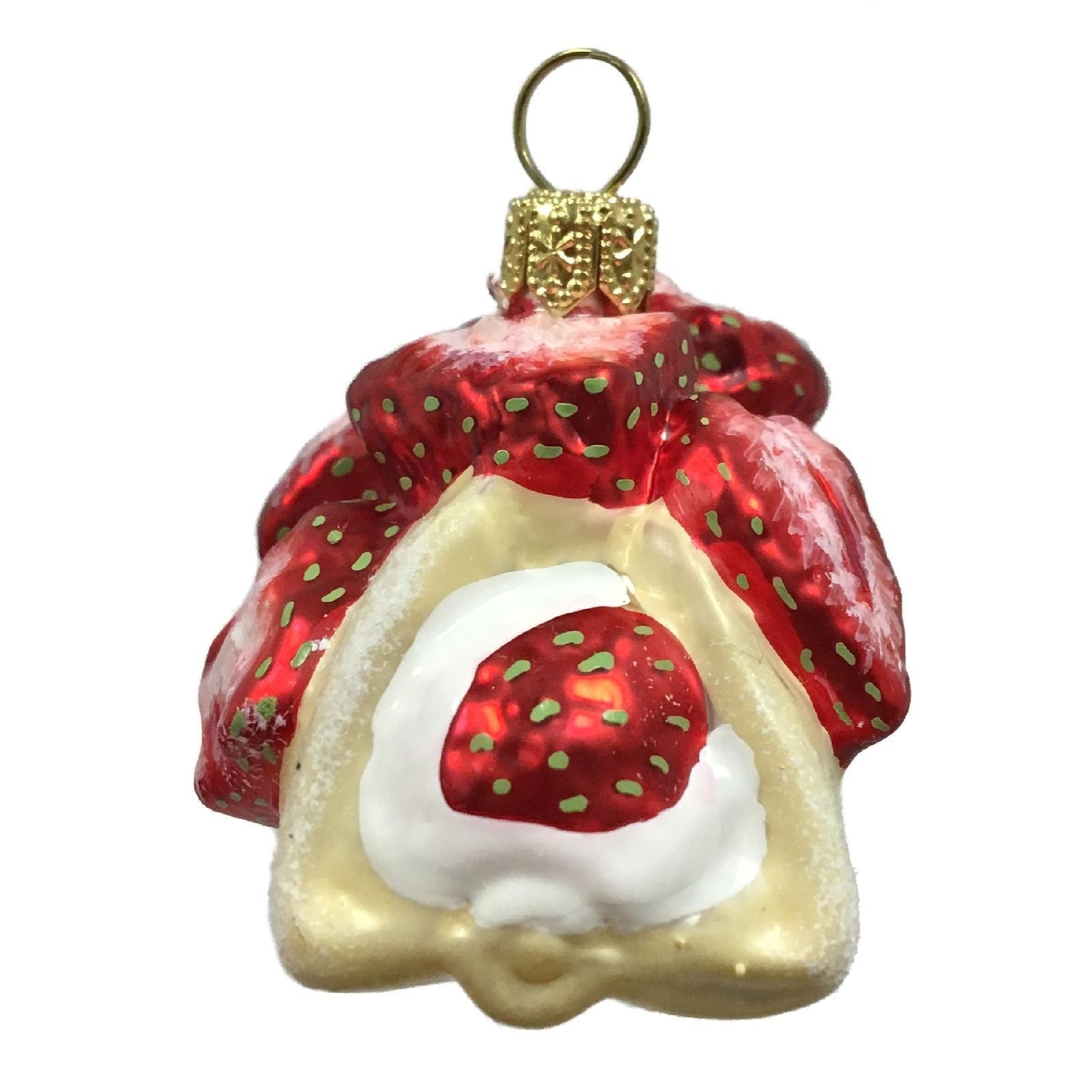 Pinnacle Peak Trading Strawberry Filled Cannoli Cake Polish Glass Christmas Ornament Dessert Set of 2