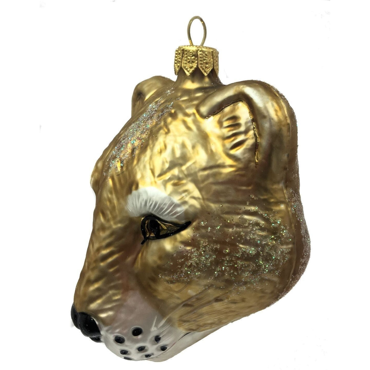 Puma Cougar Head Figural Polish Glass Christmas Ornament Wild Cat Mountain Lion