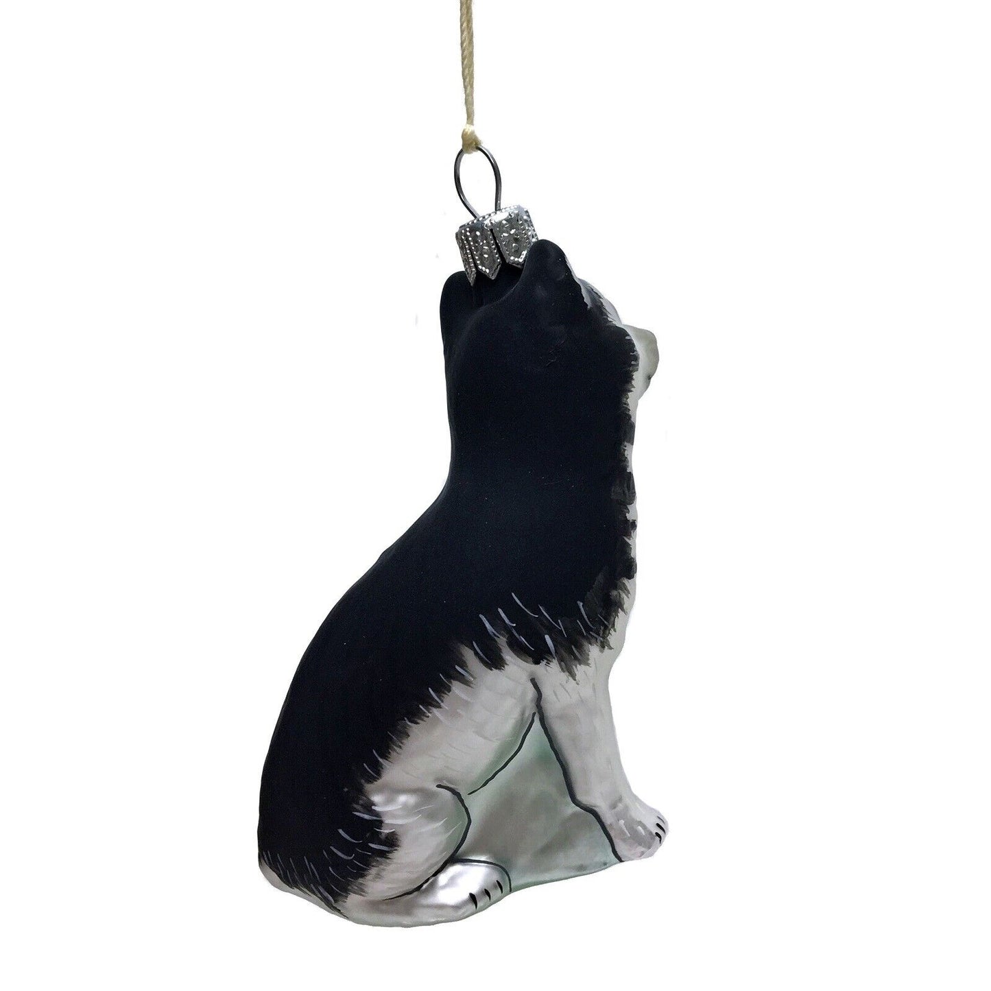 Siberian Husky Dog Sitting Polish Glass Christmas Tree Ornament Pet Decoration